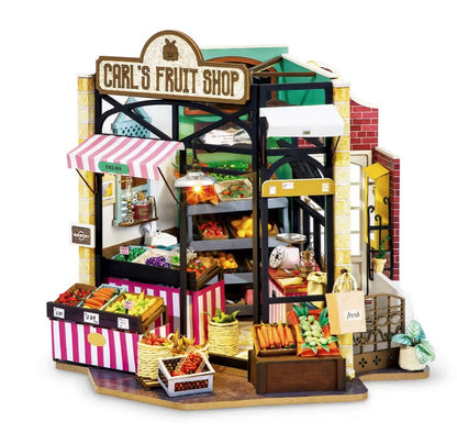 Robotime Hobbysett Miniatyrdukkehus Carls frukt -og grønnsaksbutikk
