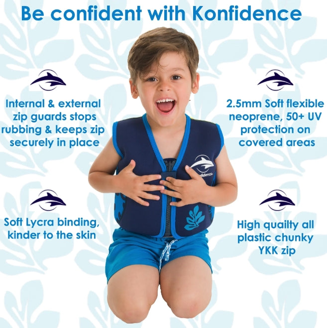 Konfidence svømmevest barn medium 4-5 ÅR Navy Palm