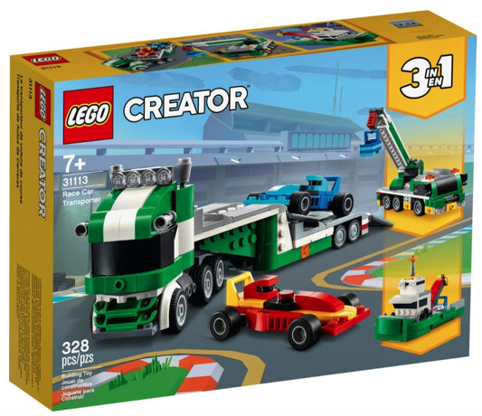 Lego Creator Trailer, racerbiler, slepebåt og kranbil